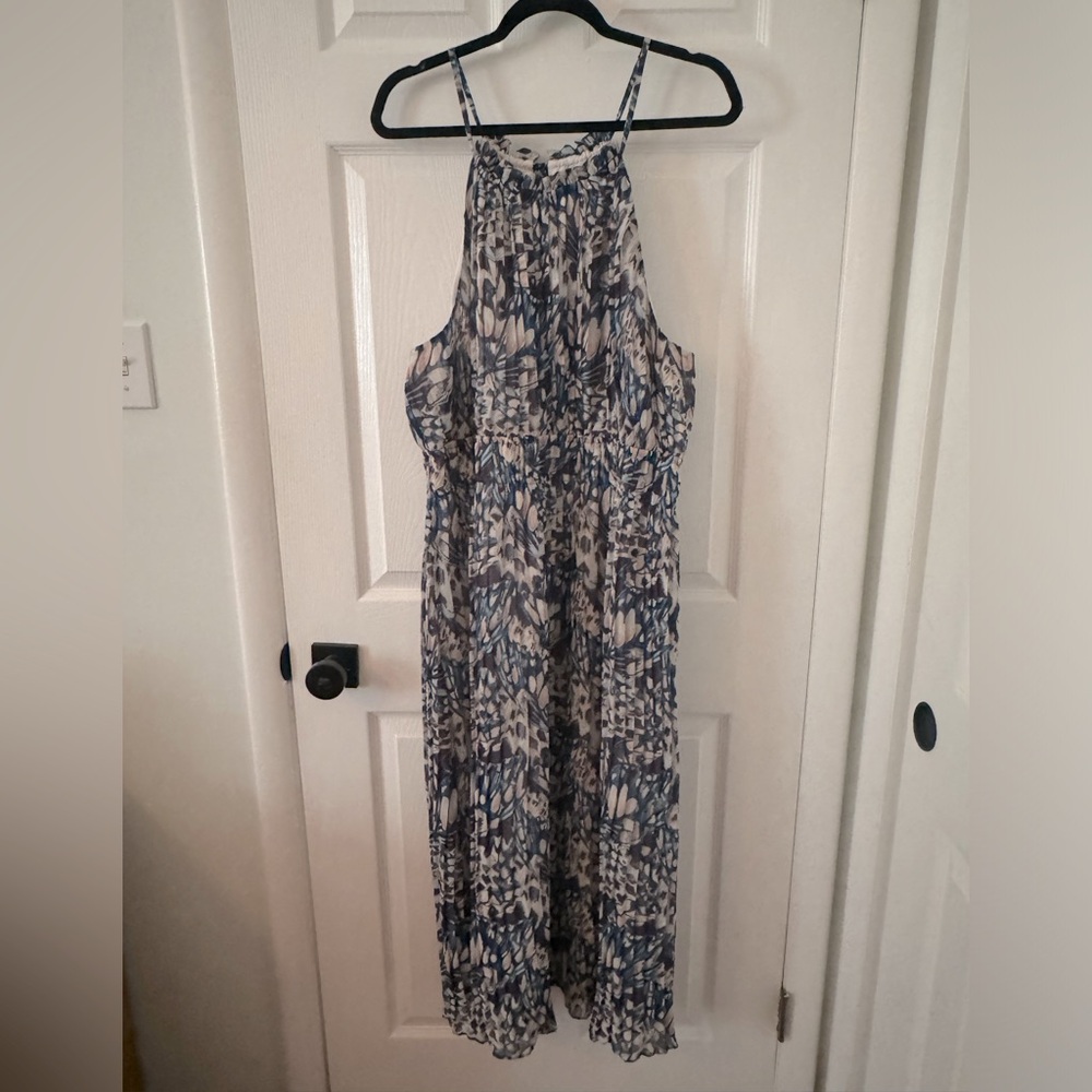 Anne Klein Pleated Midi Halter Dress